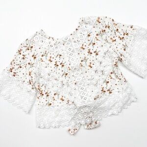 Thread Market white floral print cut out crop top